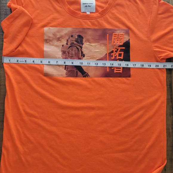 Bushwick Supply New York Orange Astronaut Short Sleeved Graphic Tee Shir… - Picture 8 of 9